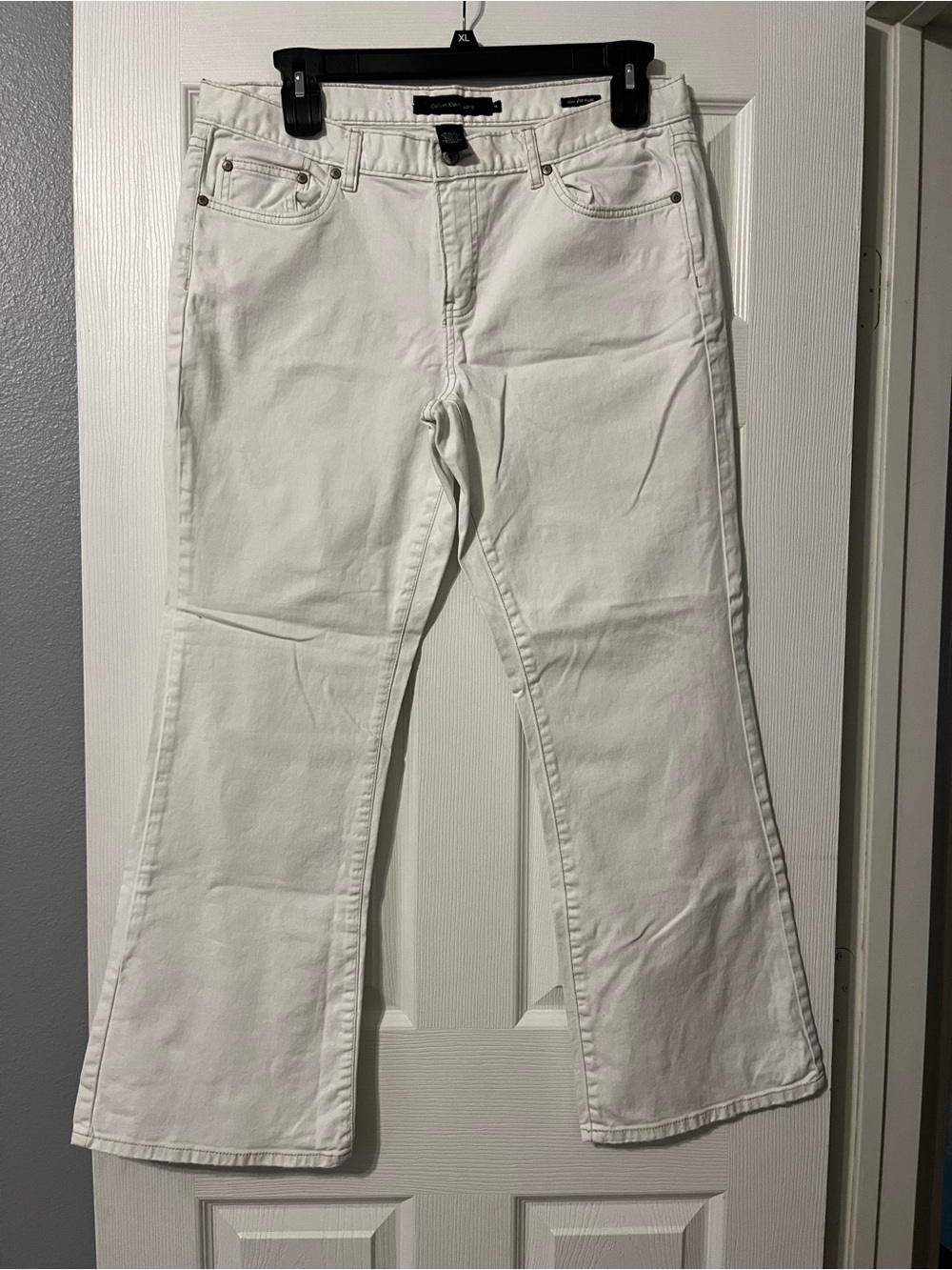 Calvin Klein White Low Rise Flare Womens Jeans